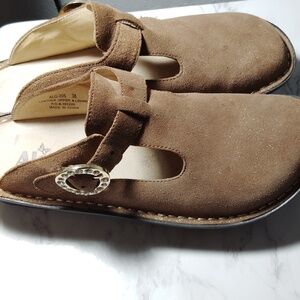 Copper Glittery Alegria Mules With Rhinestone Buckle